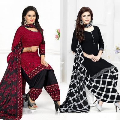 Punjdhan ethnicstore Crepe Printed Salwar Suit Material