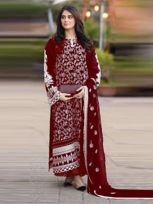 Dealbazaars Corporation Georgette Embroidered Salwar Suit Material
