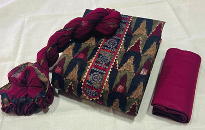 MYRAADESIGNER Cotton Blend Embroidered Salwar Suit Material