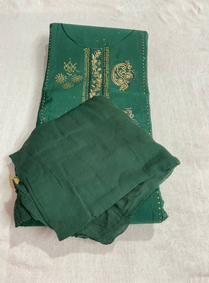 Aadishri Silk Blend Embroidered Salwar Suit Material