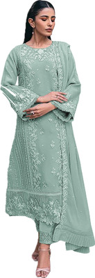 VIBHULEHENGA Georgette Embroidered Salwar Suit Material