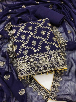 HOUSEEOFCOMMON Georgette Embroidered Salwar Suit Material