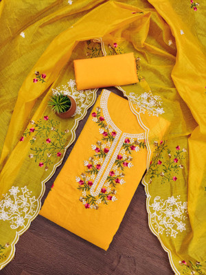 Jaipur Kurti Cotton Blend Embroidered Salwar Suit Material
