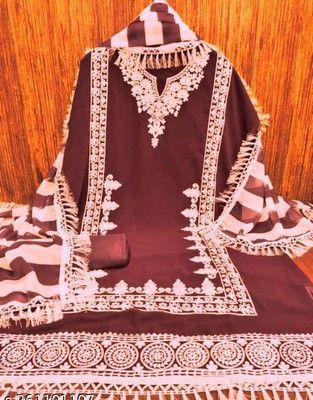 FUSIONVALLEY Georgette Graphic Print Salwar Suit Material