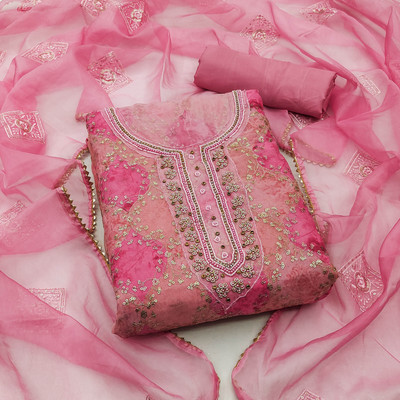 Tasrika Organza Embellished Salwar Suit Material