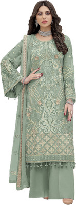 VIBHULEHENGA Georgette Embroidered Salwar Suit Material
