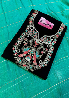 Kaushk Georgette Dyed, Embroidered Kurta & Patiyala Material