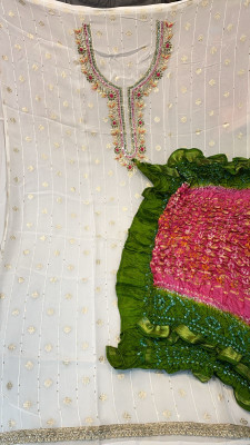 Shree Kripa Georgette Solid Kurta & Patiyala Material