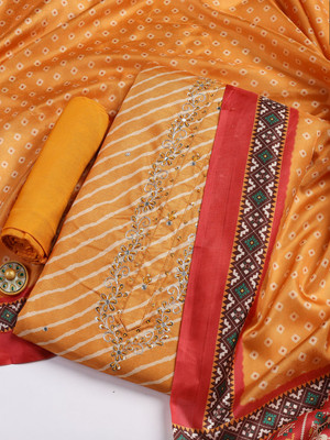 Meena Bazaar Cotton Blend Embroidered Salwar Suit Material