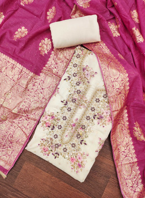 Tasrika Chanderi Floral Print Salwar Suit Material