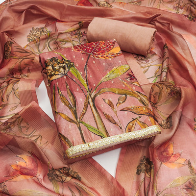 Jaipur Kurti Cotton Blend Floral Print Salwar Suit Material