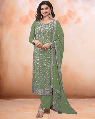 Dealbazaars Corporation Silk Blend Embroidered, Embellished, Self Design Salwar Suit Material