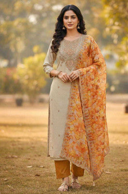 Chingaari Organza Embroidered Kurta Fabric