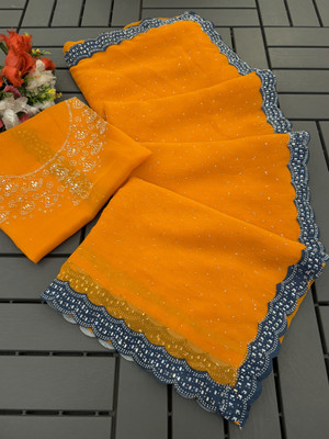 EthnicAura Organza Floral Print Blouse Material