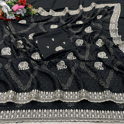 Mikhu Shop Georgette Embroidered Blouse Material
