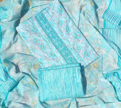 FAB JUNCTION Pure Cotton Printed, Self Design Salwar Suit Material