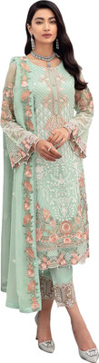 IYALAFAB Georgette Embroidered Kurta & Patiyala Material