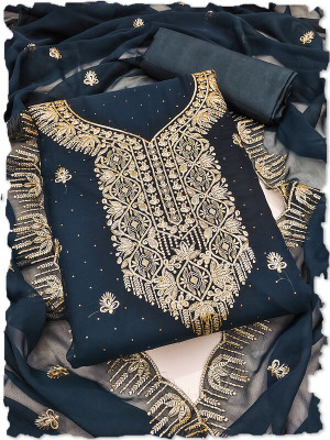 Leeza Store Georgette Self Design Salwar Suit Material