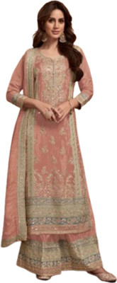AWLFAB Georgette Embroidered Salwar Suit Material