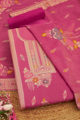 soch Silk Blend Self Design Salwar Suit Material