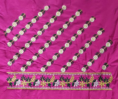 aai k Silk Blend Embroidered Blouse Material