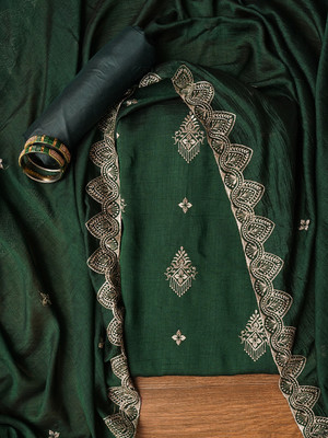 Jaipur Kurti Silk Blend Embroidered Salwar Suit Material