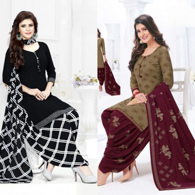 HK ETHNICSTORE Crepe Printed Kurta & Patiyala Material