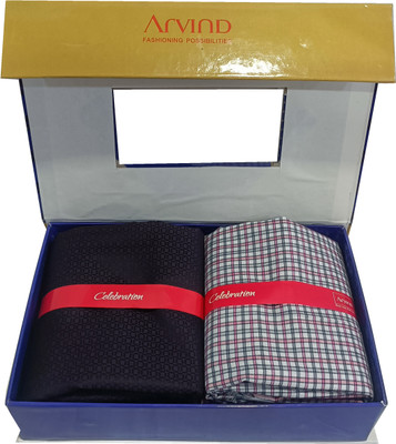 Arvind Cotton Blend Striped Shirt & Trouser Fabric