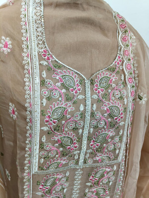 Fab Fashion Studio Chiffon Embroidered Salwar Suit Material