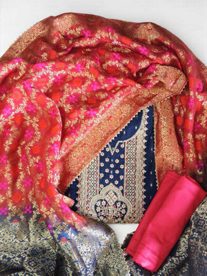 Hiti Creations Chanderi Embroidered Salwar Suit Material