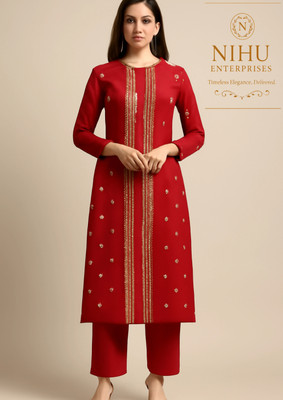 NIHU ENTERPRISE Georgette Embroidered Gown/Anarkali Kurta & Bottom Material