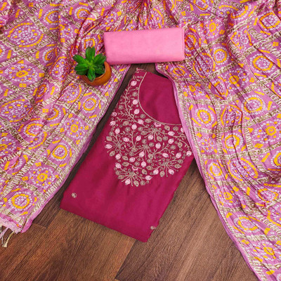 Peachmode Cotton Blend Embroidered Salwar Suit Material