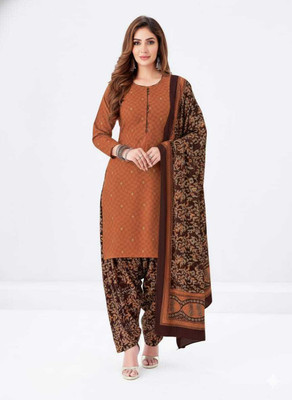 mumaas Pure Cotton Printed Kurta & Patiyala Material