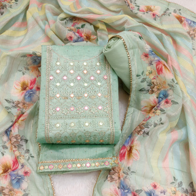 Tavas Chanderi Embroidered Salwar Suit Material