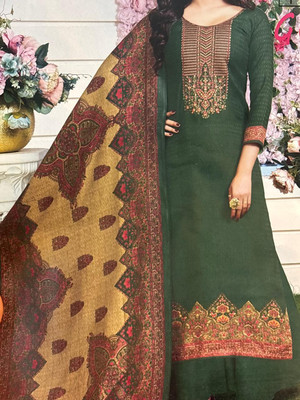 GUMBERTEXTILES Wool Printed Salwar Suit Material