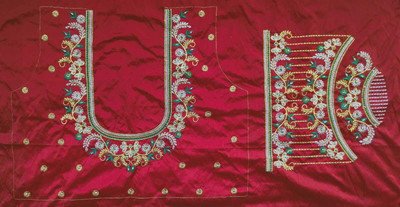 aai k Silk Blend Embroidered Blouse Material