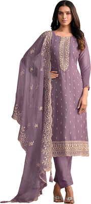 JINIMART Chiffon Embroidered Salwar Suit Material