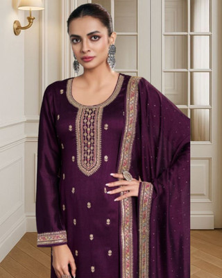 Dealbazaars Corporation Silk Blend Embroidered, Embellished, Self Design Salwar Suit Material