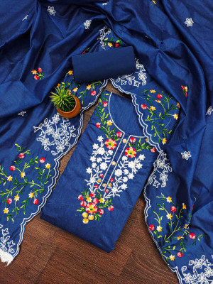 Vraj Textile Cotton Silk Embroidered Salwar Suit Material