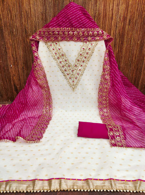 HLSILK Chanderi Embroidered Salwar Suit Material