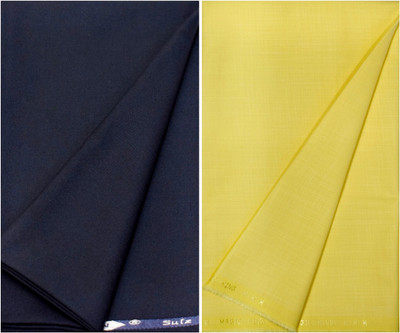 KUNDAN SULZ GWALIOR Cotton Blend Solid, Self Design Shirt & Trouser Fabric