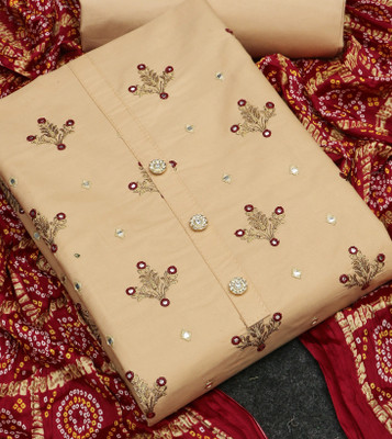 citylook Cotton Blend Embroidered Salwar Suit Material