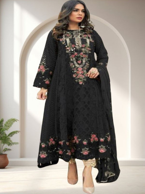 Amit Georgette Dyed, Embroidered, Embellished, Self Design Salwar Suit Material
