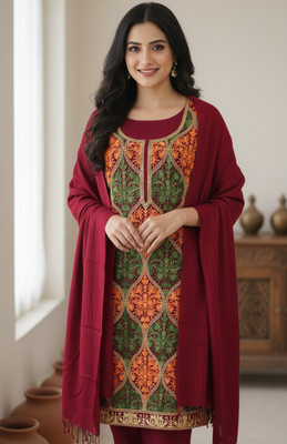 REET MAHAL Wool Embroidered Salwar Suit Material