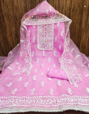 M FASHION Organza Embroidered Salwar Suit Material
