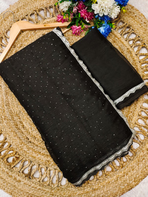 greeva enterprise Embellished Bollywood Jimmy choo Saree(Black)