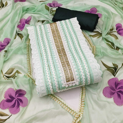 Shadow & Saining Cotton Blend Self Design Salwar Suit Material