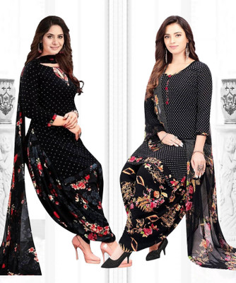 THIRA Crepe Solid, Printed Salwar Suit Material