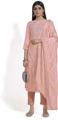 Tavas Chanderi Self Design Salwar Suit Material