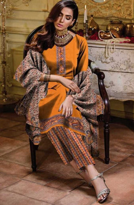 FAB JUNCTION Wool Printed Salwar Suit Material